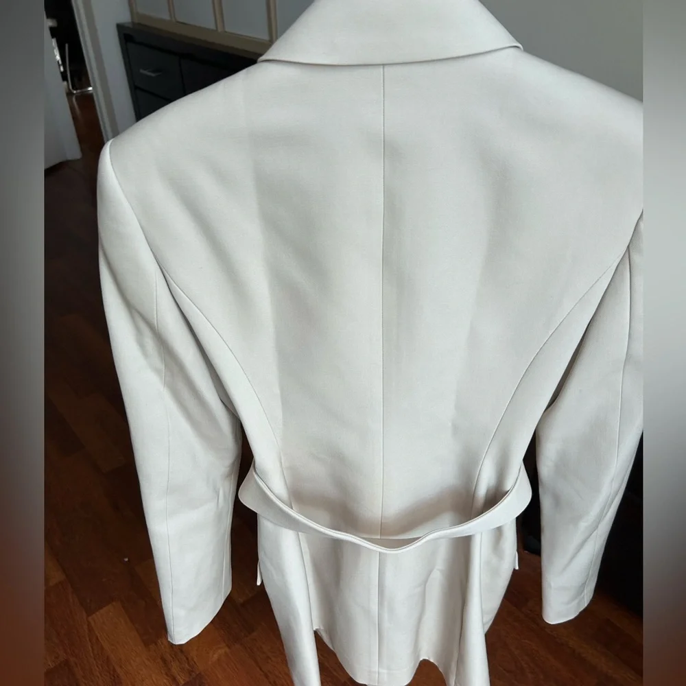 NWOT Alexander Wang Dry Wool Twill Blazer Jacket Dress w/ Logo Belt 4